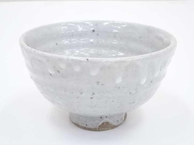 JAPANESE TEA CEREMONY WHITE GLAZE TEA BOWL / CHAWAN